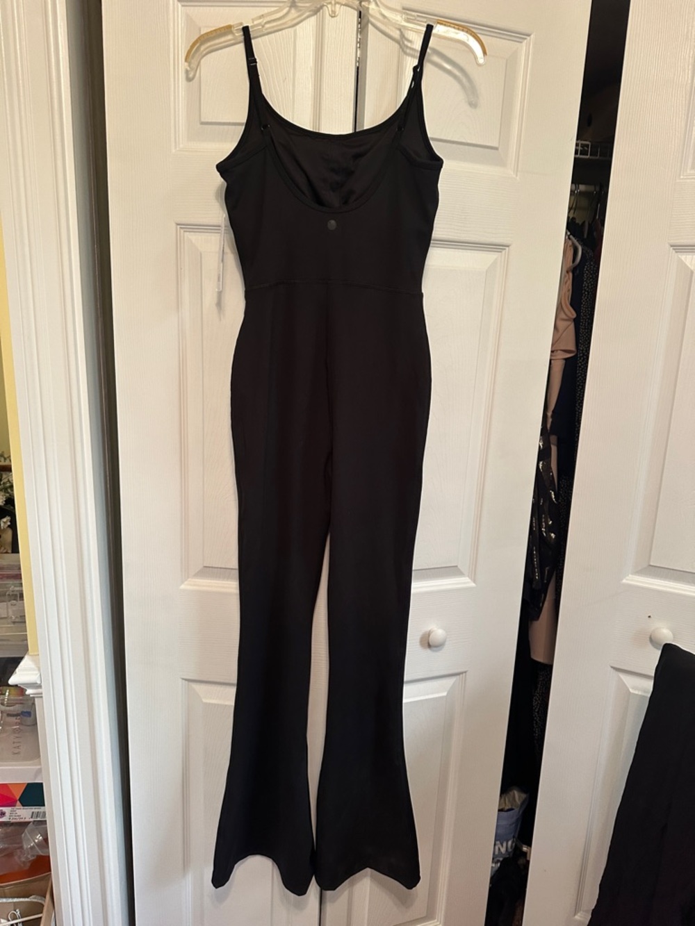 Yogalicious Black Spaghetti-Strap Flared Jumpsuit - Picture 6 of 7